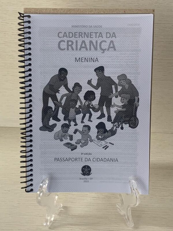 Caderneta de vacinação para menina impressão em  preto